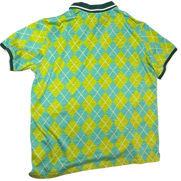👕 Urban Outfitters Club V-Neck Argyle Polo Golf Shirt Green L 💚✨ - Picture 3 of 3